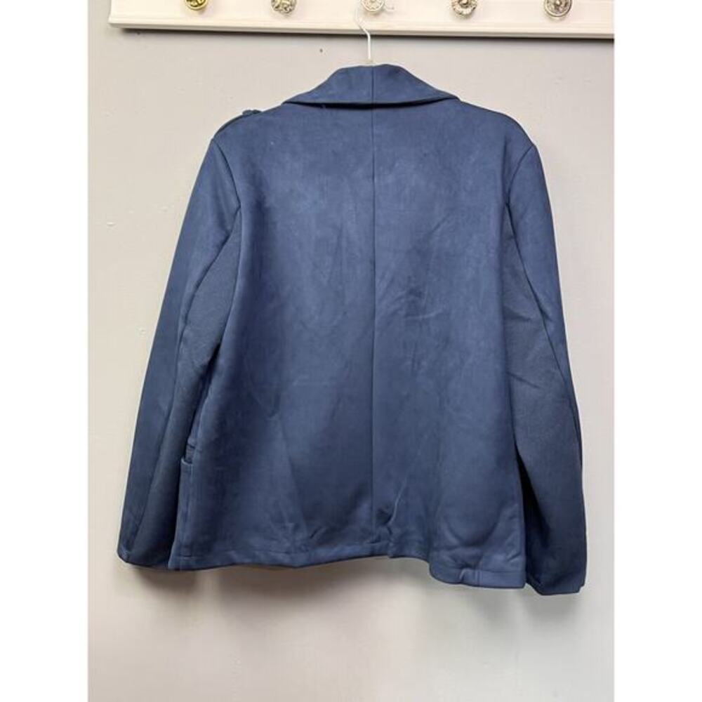 Mo-Ka of Santa Fe Jacket Womens Large Biker Open Front Blue Moto Pockets - Picture 2 of 7